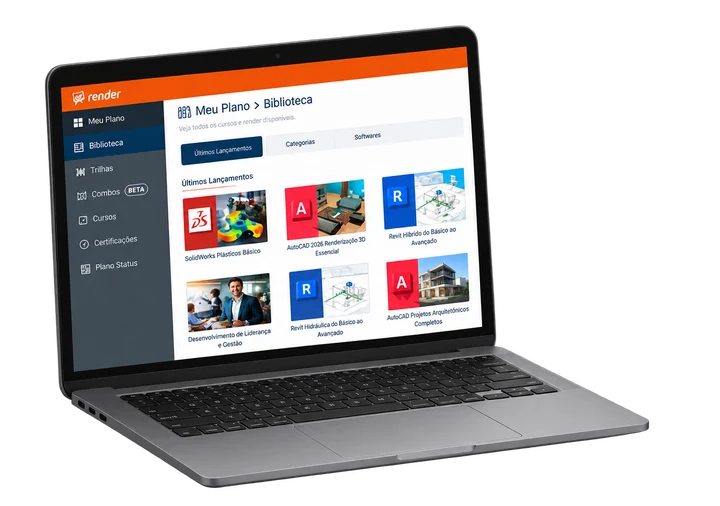 Área do aluno Render no notebook: Meu Plano › Biblioteca